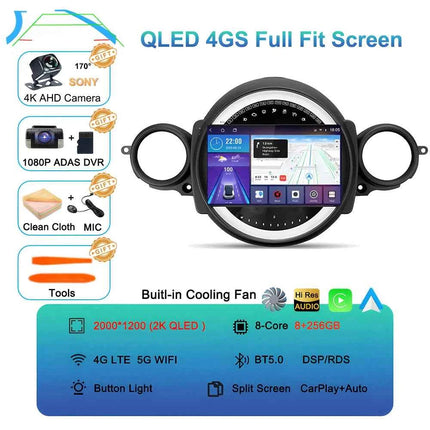 Android16 Radio Qled For BMW MINI Cooper R56 R60 2007 - 2014 Car intelligent systems Navigation GPS Carplay Android auto WIFI+5G