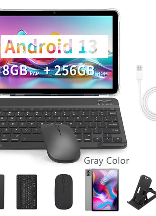 Tablet BDF 5G da 10.1 Pollici, 8GB RAM, 256GB ROM, Dual SIM, Doppia Fotocamera, con Cover Tastiera, Mouse e Batteria da 8000mAh