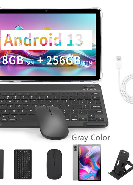Tablet BDF 5G da 10.1 Pollici, 8GB RAM, 256GB ROM, Dual SIM, Doppia Fotocamera, con Cover Tastiera, Mouse e Batteria da 8000mAh