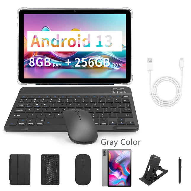 Tablet BDF 5G da 10.1 Pollici, 8GB RAM, 256GB ROM, Dual SIM, Doppia Fotocamera, con Cover Tastiera, Mouse e Batteria da 8000mAh