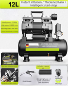2800r/min Air Compressor Silent Oil-Free Air Compressor for Woodworking Car repair High Pressure Inflator Pump Compressor Pump
