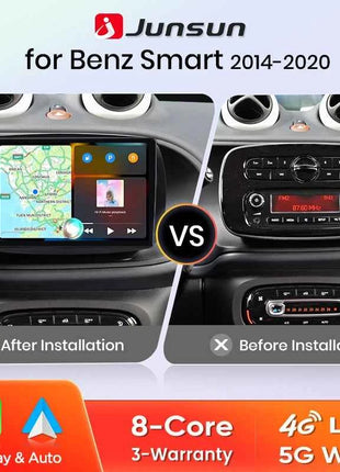 Junsun 8 Core Wireless CarPlay Android Auto Car Radio For Mercedes Benz Smart 453 Fortwo 2014-2020 4G WiFi GPS Navigation Stereo