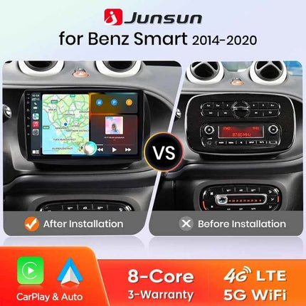 Junsun 8 Core Wireless CarPlay Android Auto Car Radio For Mercedes Benz Smart 453 Fortwo 2014-2020 4G WiFi GPS Navigation Stereo