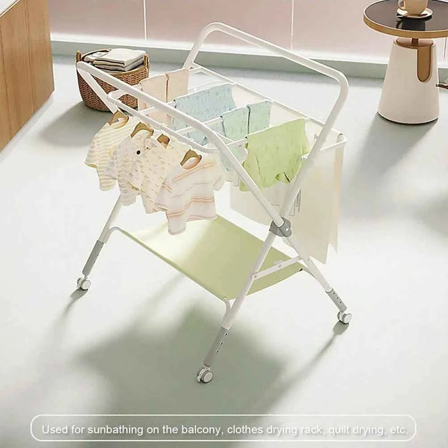 Baby Changing Table With Wheels, Portable Adjustable Height Folding Diaper Station With Nursery Organizer & Storage Rack