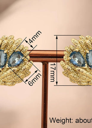 Orecchini a Forma di Conchiglia Huitan per Donne, Stile Oceano Fresco, Accessori di Lusso per Feste e Matrimoni, Gioielli alla Moda con Zirconi Blu Brillanti