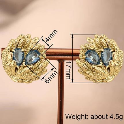 Orecchini a Forma di Conchiglia Huitan per Donne, Stile Oceano Fresco, Accessori di Lusso per Feste e Matrimoni, Gioielli alla Moda con Zirconi Blu Brillanti