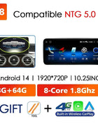 Android 14 Wireless CarPlay For Mercedes Benz C Class W205 Screen Android Auto Multimedia Navigation GPS SWC DSP 4G WiFi