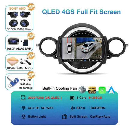 Android16 Radio Qled For BMW MINI Cooper R56 R60 2007 - 2014 Car intelligent systems Navigation GPS Carplay Android auto WIFI+5G