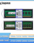 Kingston Memoria Ram DDR3 4GB 8GB 1066 1333 1600 1866MHZ DDR4 16GB 2133 2400 2666 3200MHz Desktop Memory Non-ECC DIMM Memory Ram
