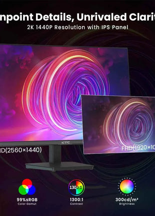 KTC H27T27 Gaming Monitor, 27" 2560x1440 IPS Screen, 100Hz Refresh Rate, HDR10 1ms Response Time,  Low Blue Light & Flicker-Free