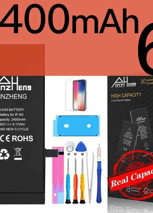 PINZHENG Real High Capacity Battery For iPhone 8 SE2020 6 6S 7 8Plus X Xs Max Xr Phone Replacement Batteries Warranty One Year