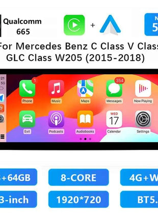 12.3"Android 14 Car Radio Stereo For Mercedes Benz C Class W205 GLC Class X253 W446 2014-2018 GPS Navigation Multimedia CarPlay