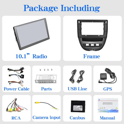 Podofo 10.1" Car Radio Wireless CarPlay Android Radio For PEUGEOT 107/Citroen C1 2005-2014 Multimedia GPS 4G WIFI BT Car Stereo