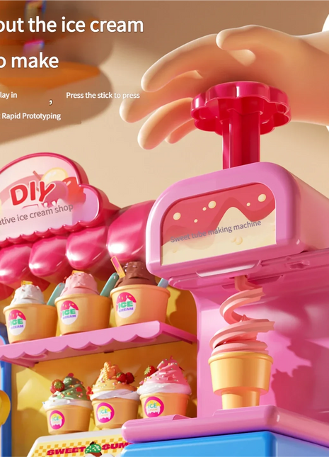 Macchina per gelato con musica e luci, giocattolo educativo per modellare plastilina, per bambini e bambine, regalo di compleanno