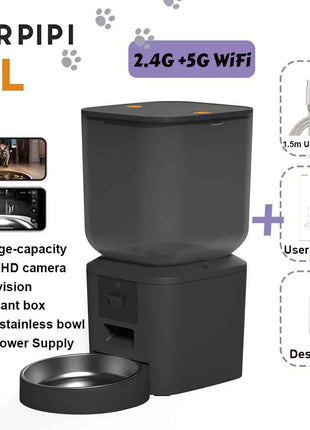 5G Automatic Cat Feeder With 1080p Camera Video WiFi Cat Food Dispenser Pet Smart Voice Recorder Remote Control Pet Auto Feeder