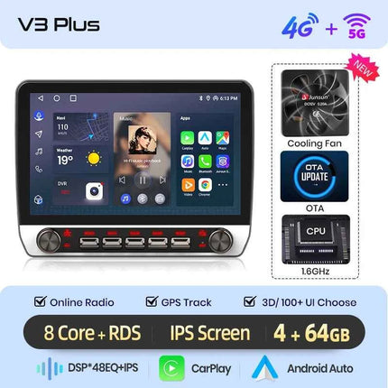 Junsun 10.1" WirelessCarplay AndroidAuto Car Radio for Fiat Ducato Jumper2 2011-2022 radio with button Bluetooth GPS Navi 4G DSP