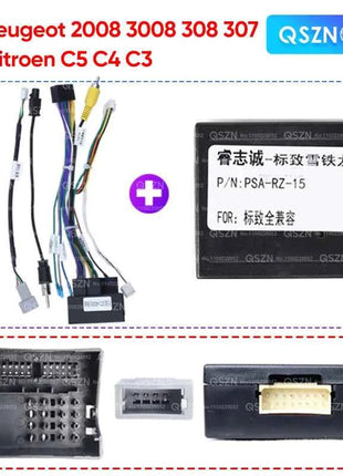 Accessori per cavi radio Android a 16 pin per Peugeot 2008 3008 308 307 Citroen C5 C4 C3 Cablaggio Adattatore scatola decodificatore CANBUS