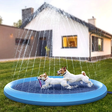 Tappetino Gioco Spruzzatore per Cani, Piscina Antiscivolo per Esterni, Giocattolo Acquatico Estivo per Giardino, Tappeto Fontana per Bambini