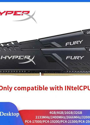 HyperX Fury Memoria Desktop RAM DDR4 8GB 16GB 3200MHz 2400MHz 2666MHz 288 Pins Desktop Memory Only compatible with INtel CPU