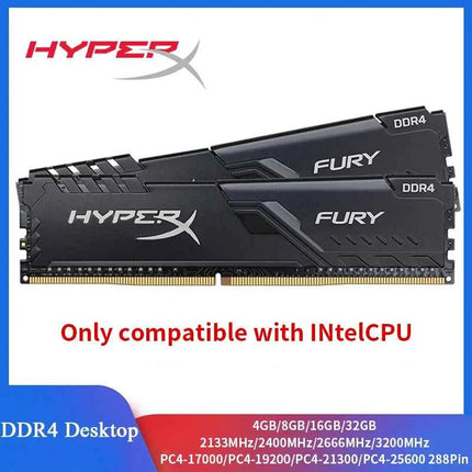 HyperX Fury Memoria Desktop RAM DDR4 8GB 16GB 3200MHz 2400MHz 2666MHz 288 Pins Desktop Memory Only compatible with INtel CPU
