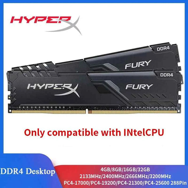 HyperX Fury Memoria Desktop RAM DDR4 8GB 16GB 3200MHz 2400MHz 2666MHz 288 Pins Desktop Memory Only compatible with INtel CPU