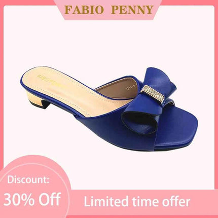 FABIO PENNY nuovo design con fiocco tinta unita elegante pantofole da donna con tacco basso e sandali con tacco medio per cena