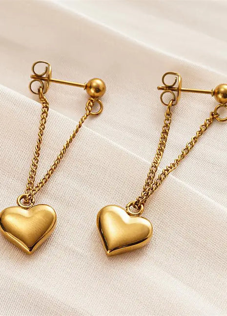 Orecchini Pendenti Huitan in Acciaio Inossidabile per Donne, Design Estetico a Catena con Cuore, Accessori Romantici per Matrimoni e Fidanzamenti, Gioielli di Tendenza