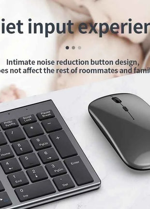 Gray Bluetooth 5.0 & 2.4G Wireless Keyboard Mouse Combo Rechargeable Full Size Wireless Keyboard for Notebook Laptop