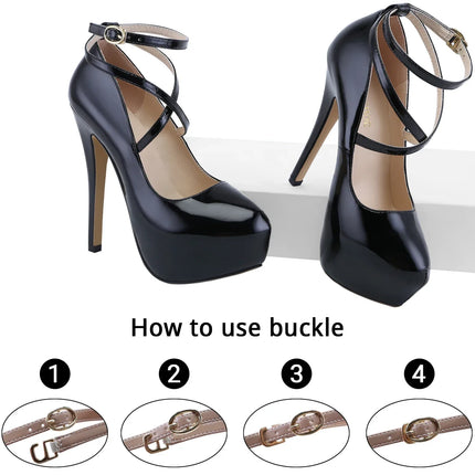Nuove Scarpe da Donna 2026 con Tacco Alto 14cm, Cinturino alla Caviglia, in Vernice, Piattaforma Sexy per Feste, Abiti da Cerimonia, Scarpe da Sposa Rosse