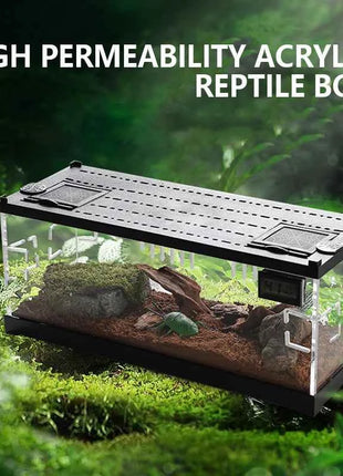 Acrylic Reptile Breeding Box with LED Lizards Snakes Winter Incubator with Heating Pads Reptiles Feeding Box Anti-escape Cages