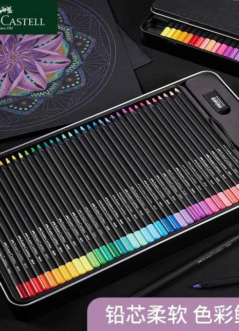 Faber-Castell Oil-Based Colored Pencils Set 48/72 – Professional Sketch & Coloring Pencil Set in Metal Tin Box