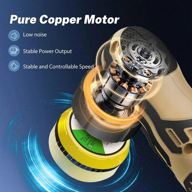 80W 12V Mini Car Polisher Cordless Multi Polisher Car Buffer Polisher 6 Speeds 3 Shafts Car Detailing Tool With 2Pcs Battery