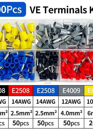 200-1900Pcs Electrical Tube Insulated Terminal VE Tubular Crimp Terminals Wire Cable Connector Ferrules Terminal Connectors