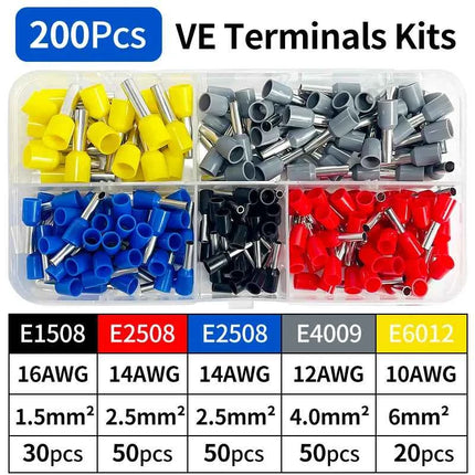200-1900Pcs Electrical Tube Insulated Terminal VE Tubular Crimp Terminals Wire Cable Connector Ferrules Terminal Connectors
