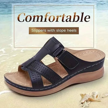 Sandali con Zeppa Donna Estate 2026 Premium Ortopedici Open Toe Vintage Antiscivolo in Pelle Casual con Plateau Stile Retrò