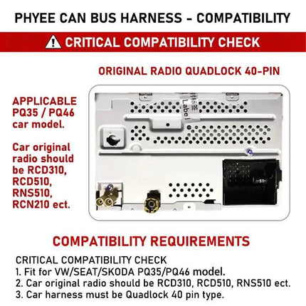 Adattatore Cablaggio Quadlock, Decoder CAN Bus, SWC, Plug & Play, Cavo Radio Android 16 Pin, per VW PQ35 Golf Jetta Polo Caddy