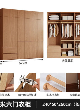 Armadio in Legno Massello di Rovere — Stile Nordico Scandinavo | Guardaroba Modulare per Camera da Letto