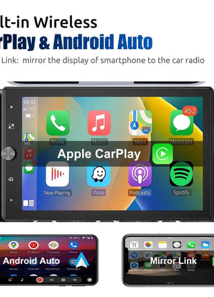 ESSGOO 10.4" 1 DIN Car Radio Wireless Apple Carplay Rotatable IPS Screen Android Auto USB AUX BT Car Stereo Multimedia Player
