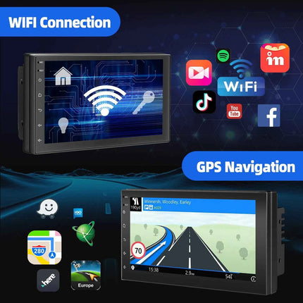 ESSGOO 4+64G Car Stereo Head Unit Radio Wireless CarPlay Android Auto Double 2 DIN 7" IPS Touch Screen GPS SAT NAVI FM DAB+ WIFI