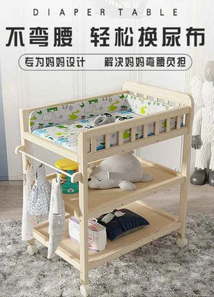 Diaper Changing Tables Solid Wood Baby Care Table Massage Bath Integrated Multifunctional Baby Bed Changing Table