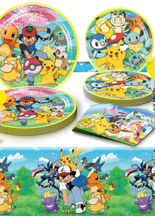 Forniture per decorazioni per feste di compleanno a tema Pokemon Cartoon Pokemon Go Stoviglie Tazze Piatti Palloncino Pikachu per bomboniere per baby shower