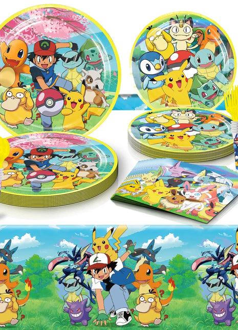 Forniture per decorazioni per feste di compleanno a tema Pokemon Cartoon Pokemon Go Stoviglie Tazze Piatti Palloncino Pikachu per bomboniere per baby shower