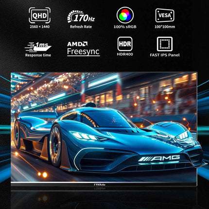 FYHXele 27"2K Borderless Gaming office displays Freesync 170HZ IPS Response time 1ms VESA Low Blue Light&Flicker-Free Monitor