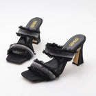 Pantofole da donna in denim 2025 nuove pantofole da donna con strass in peluche con tacco a spillo da donna moda outdoor Scarpe da donna eleganti di lusso