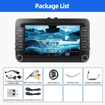 ESSGOO 7" Android 14 4+64G Wireless CarPlay Car Stereo Radio for VW Golf 5 6 Passat Polo Touran Tiguan Caddy GPS Navi RDS FM BT