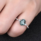 Huitan Anelli ovali blu CZ dal design semplice ed elegante da donna per la festa di anniversario, regalo per gioielli eleganti con temperamento da donna