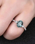 Huitan Anelli ovali blu CZ dal design semplice ed elegante da donna per la festa di anniversario, regalo per gioielli eleganti con temperamento da donna