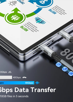 Cavo USB4 PD240W da 80 Gbps 16K tipo C per Thunderbolt 5 Cavo di ricarica rapida con funzionalità complete Trasferimento dati da USB C a C da 8K Thunderbolt4