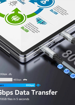 Cavo USB4 di tipo C 16K PD240W 80Gbps 4K per Thunderbolt5 Cavo di ricarica rapido completo Thunderbolt 4 USB da C a C Trasferimento dati