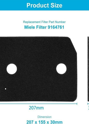 Confezione da 4 filtri di ricambio in schiuma per asciugatrice Miele 9164761, filtro base in spugna fine e grossolana per asciugatrici con pompa di calore a condensatore 207x157x30mm